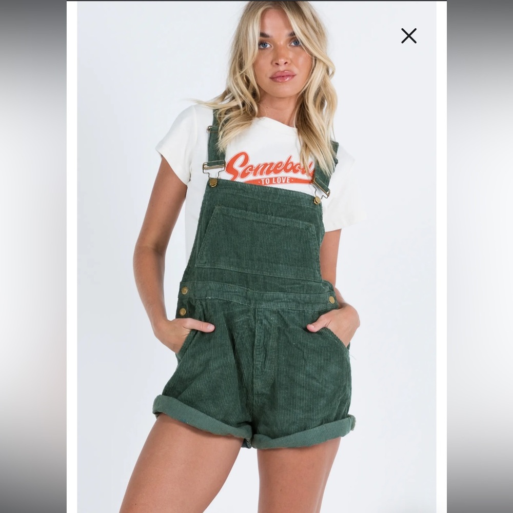 Green Corduroy Romper